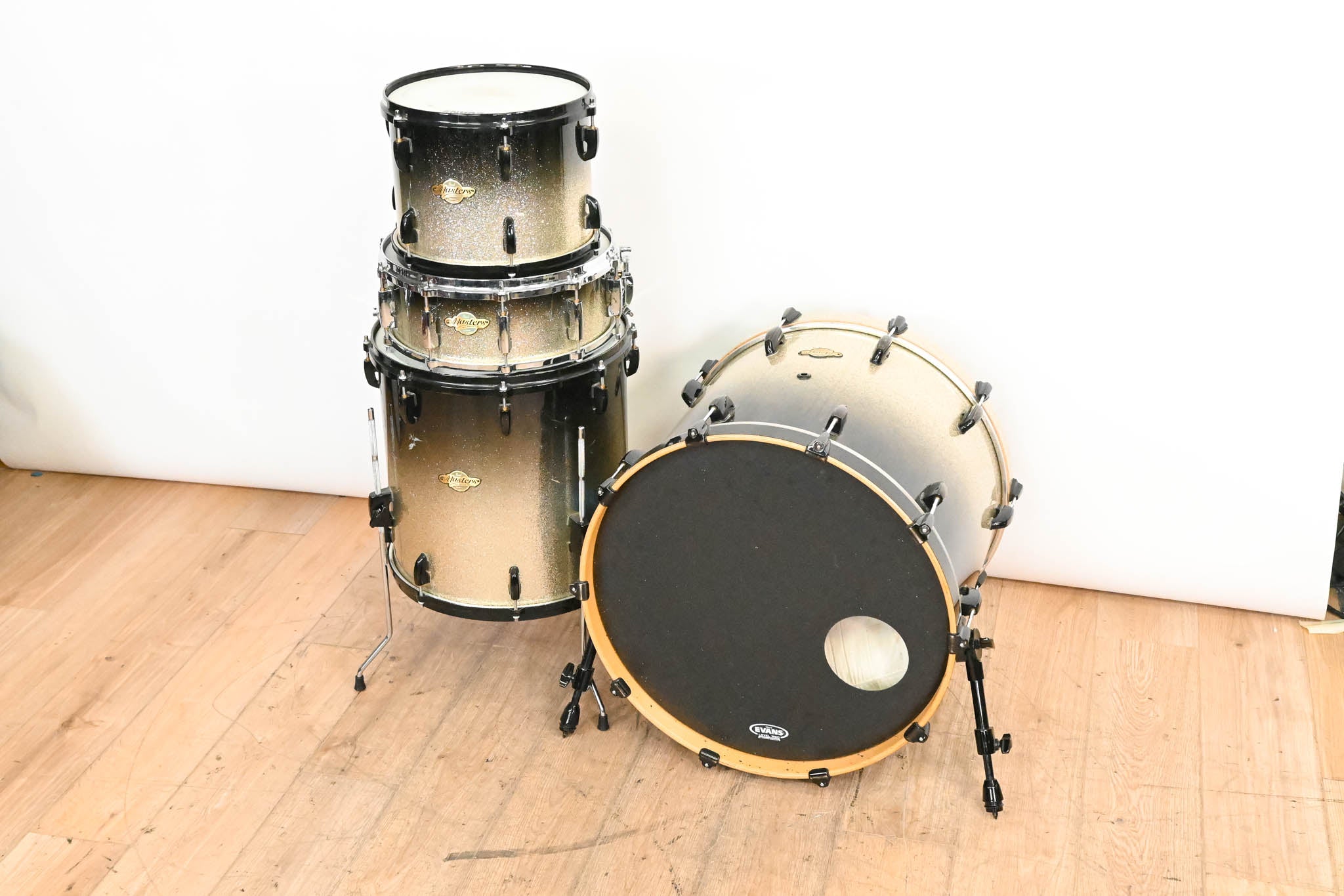 Pearl Masters Maple 4-Piece Shell Pack - Black Sparkle Fade